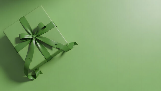green gift box on a green background