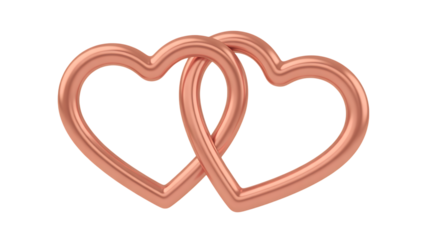 Two Intertwined Copper Hearts on Transparent Background, Perfect for Valentine’s, love and spiritual themes. High-quality scalable PNGs for T-shirts, stickers, and digital projects.