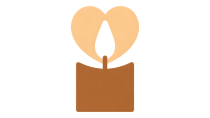 Heart Shaped Candle Flame Icon love romance Transparent Background.