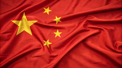 Vibrant Chinese flag waving proudly, symbolizing national unity and patriotic spirit, suitable for diverse projects requiring cultural representation