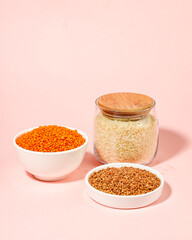 Assorted Golden Rusks and Rye Croutons Scattered on White