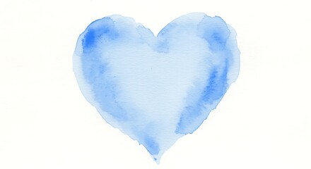 Blue watercolor heart shape on white background painting symbol