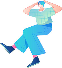 Human figure sitting pose, vector flat gradient illustration from the internet
