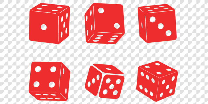 Dice icon set with all six faces in black color in outline style. Ludo game dice symbols in outline style. Set of six sides of a dice icon in black color. Dice icon concept vector illustration. eps 10