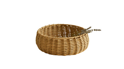 Wicker Basket: A close-up shot of a meticulously woven wicker basket, showcasing the craftsmanship and natural texture of the material. A touch of organic and rustic appeal.