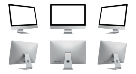 Detailed view of desktop computer monitors showcases design and technology features with a neutral