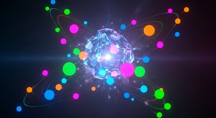 Abstract Atomic Structure with Glowing Particles