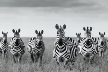 Fototapeta premium Zebras Standing Out From the Crowd Concept for Individuality
