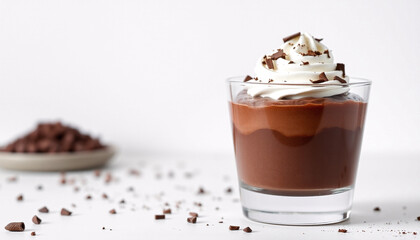 Dark Chocolate Mousse Dessert in Glass Cup