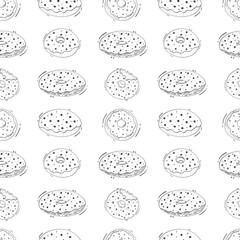 Fototapeta premium hand drawn donut seamless pattern background