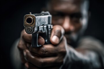 Close-up of Handgun Being Aimed Directly at the Viewer