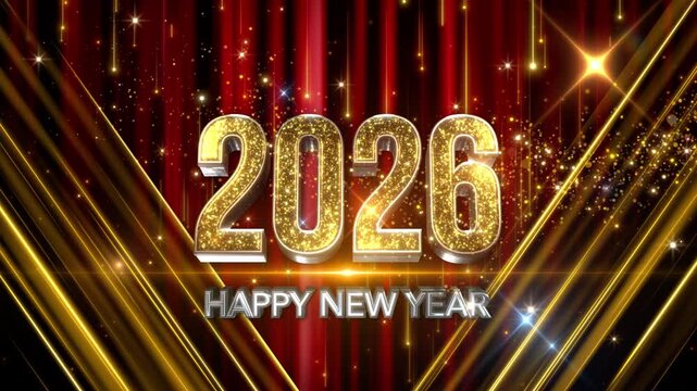 red happy new year 2026 event light animation