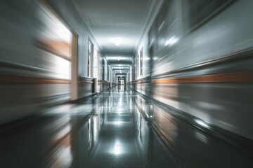 Minimalist Hospital Interior with Dramatic Motion Effect