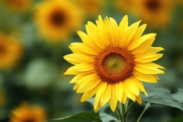 Fototapeta premium Close-up of Blooming Sunflower Natural Background