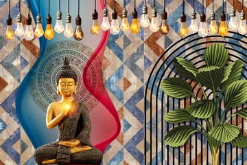 Fototapete Rund Buddha buddha statue in temple  © design