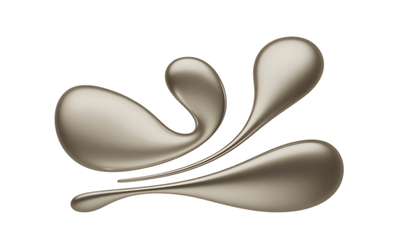 Three silver drops isolated on transparent background - Powered by Adobe