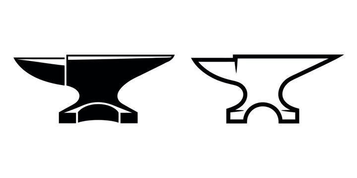 Blacksmith anvil silhouette and outline icon