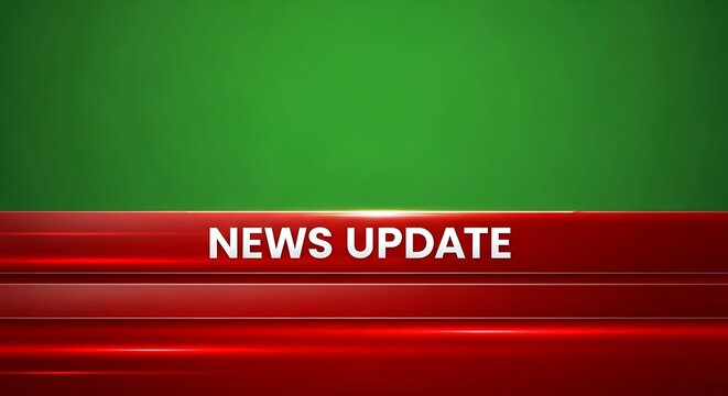 News Update Graphic - Red Banner on Green Screen for Breaking News.
