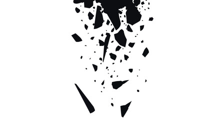Abstract black and white shattered debris pattern silhouette