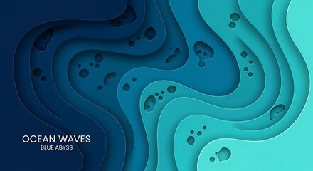 Ocean Waves Blue Navy Abstract Background Design.