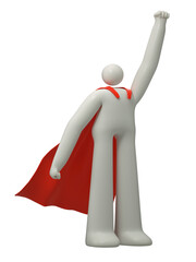 Man with a Hero's Cape, Ready to Lead, Embracing Success