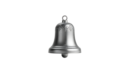 Silver Christmas Bell with Snowflake Design holiday Transparent Background Ideal for Valentine’s Day, love and spiritual projects, greeting cards, apps, and social media.