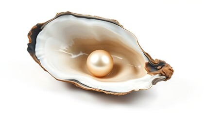 Naklejka premium vulnerable. An open oyster shell revealing a pearl inside, a moment of vulnerable exposure. wildlife magazines, conservation campaigns, designed for eco-tourism storytelling.