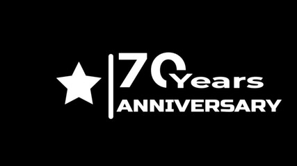 70 years anniversary motion graphic footage with star on motion animation.particles and number. Animated 70 years Birthday Wishes on black background.