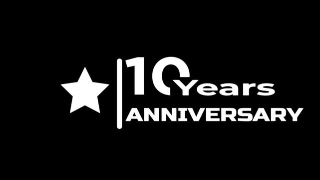 10 years anniversary motion graphic footage with star on motion animation.particles and number. Animated 10 years Birthday Wishes on black background.