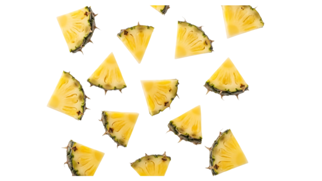 Pineapple slices on black background create playful tropical pattern