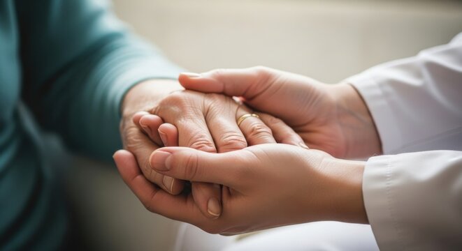 Hands held showing comfort, care, and support - Powered by Adobe