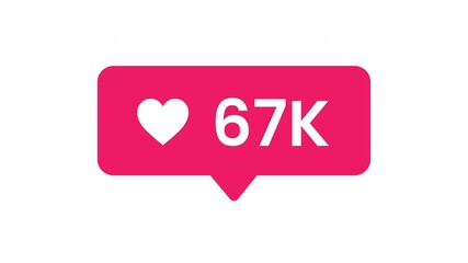 Expanding like counter animation increasing from one to one hundred thousand with powerful heart icon pop in sleek modern interface style prores alpha channel 4k 60fps - Powered by Adobe