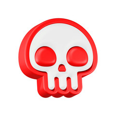 3d rendering icon skull in red color