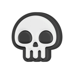 3d rendering icon skull in black color