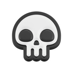 3d rendering icon skull black color