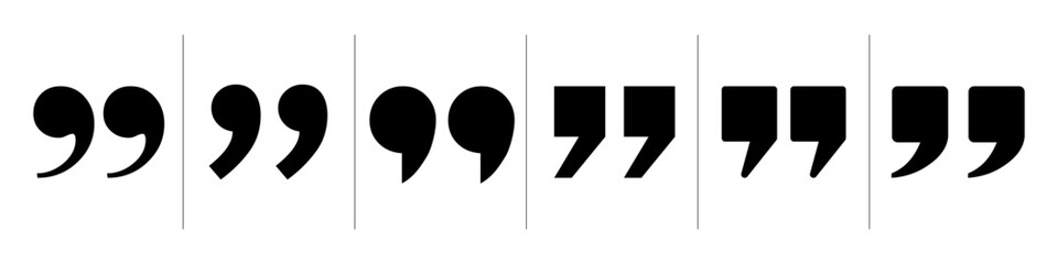 Naklejka premium Quotation marks icon divided set, inverted commas or talking marks, quote speech marks
