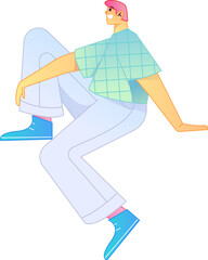 Fototapeta premium Human figure sitting pose, vector flat gradient illustration from the internet 