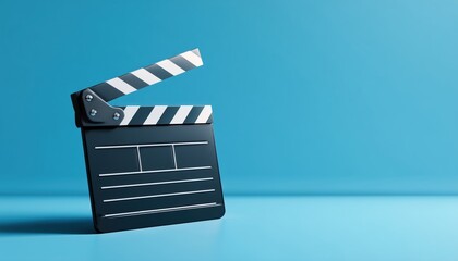 Clapperboard On Blue: Essential Filmmaking Equipment For Video Production