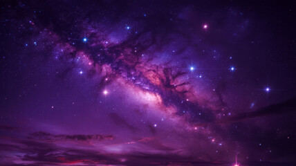 Fototapeta premium Purple Galaxy with Stars and Clouds a Cosmic Dreamy Landscape