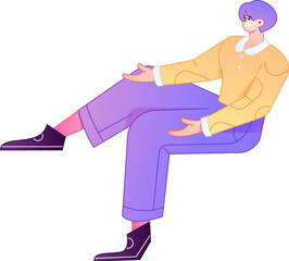 Human figure sitting pose, vector flat gradient illustration from the internet
