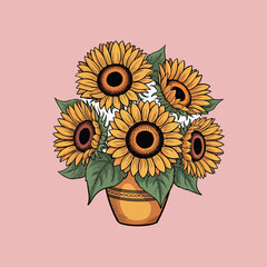 Bundle Flowers and Plant pots. illustration