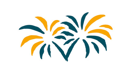 Fototapeta premium Firework burst illustration festive celebration colorful explosion hand drawn style yellow and blue joyful mood holiday event isolated on transparent background