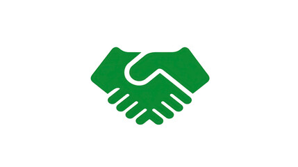Green handshake icon symbolizing partnership agreement trust and cooperation with simple flat design suitable for business teamwork and collaboration concepts