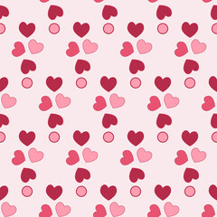 Seamless pattern of simple pink hearts for wrapping paper or fabric. Vector illustration
