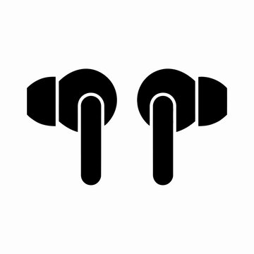 Two wireless earbuds icon in black color on the white background technology for listening music and audio books