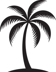 Single palm tree silhouette vector icon representing tropical vacation and summer holidays isolated on black background for travel