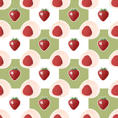 Strawberry Mochi and Fresh Strawberry Pattern Cute Sweet