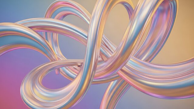 Modern iridescent metallic curves swirling elegantly with pastel tones for vibrant designs