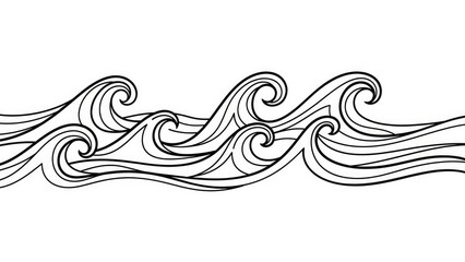 Fototapeta premium Elegant black and white wave design ideal for backgrounds, borders, and creative projects