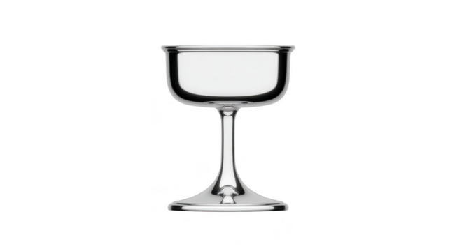 Silver goblet reflective metal cup elegant stemware isolated on transparency background classic design luxury drinkware sophisticated shiny minimalist celebration
